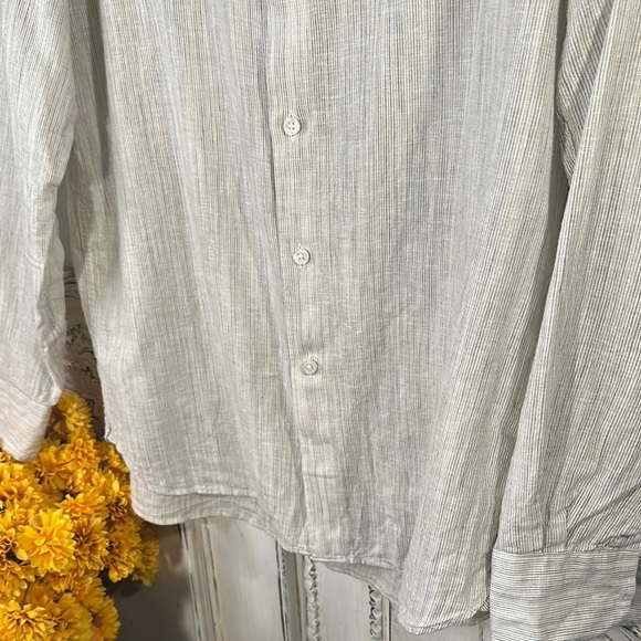 Men's Joseph Abboud Classic Micro Striped Cotton Linen Blend Long Sleeve Shirt - Picture 3 of 12